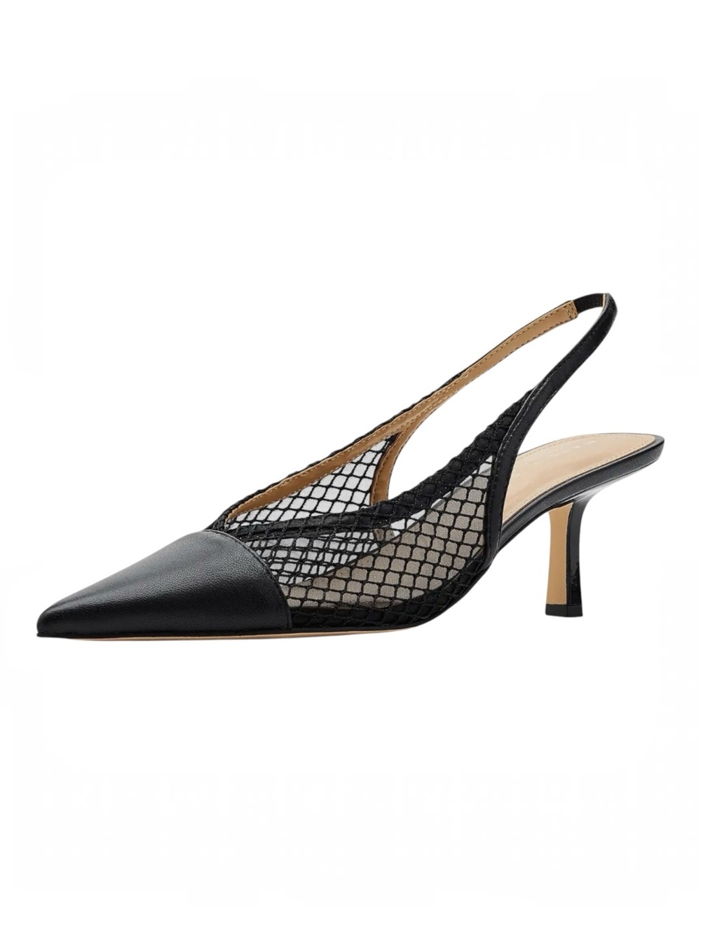 Marc Fisher Gipsi Mesh Black Slingback Office Siren Kitten Heel Pumps Size 6.5